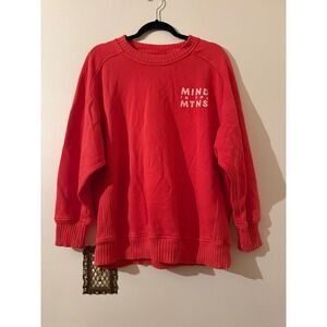 Aerie Red Oversized Sweatshirt Mind in the Mtns Graphic Crewneck Women's S
